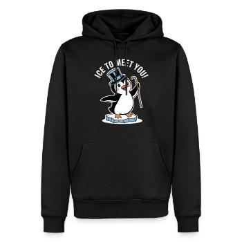 Pingouin avec chapeau haut de forme drôle - Sweat à capuche Premium bio Homme - noir - Devant - Nico (187cm)