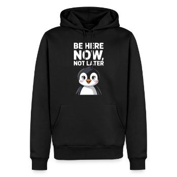 Sei Hier Jetzt Nicht Später Pinguin Illustration - Männer Premium Bio Hoodie - Schwarz - Vorne - Nico (187cm)