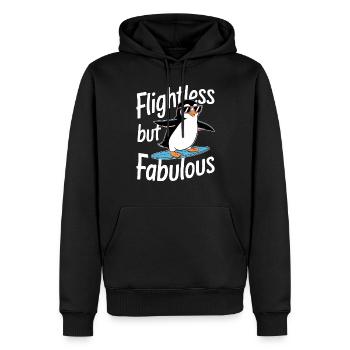 Flightless But Fabulous Pinguin Surfer - Männer Premium Bio Hoodie - Schwarz - Vorne - Nico (187cm)