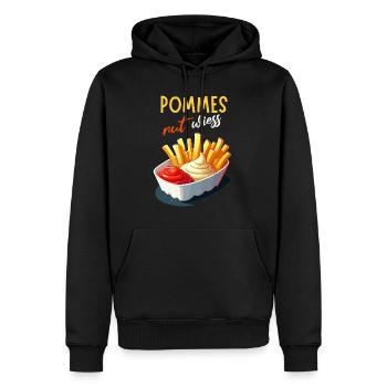 frites rut wiess snack bar Cologne kölsch fête drôle - Sweat à capuche Premium bio Homme - noir - Devant - Nico (187cm)