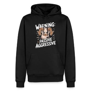 Attention : passif agressif drôle motif bélier - Sweat à capuche Premium bio Homme - noir - Devant - Nico (187cm)