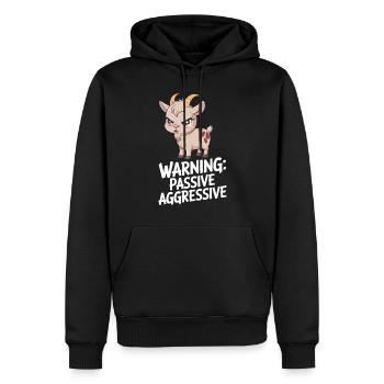 Warning: Passive Aggressive Goat Humor - Men’s Premium Organic Hoodie - black - Front - Nico (187cm)