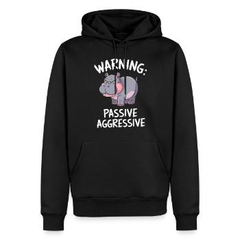 Avertissement : Hippopotame passif agressif dessin animé - Sweat à capuche Premium bio Homme - noir - Devant - Nico (187cm)