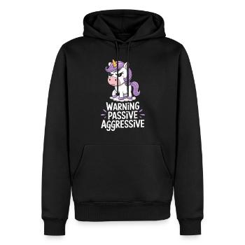 Vorsicht Passiv Aggressiv Einhorn Humor - Männer Premium Bio Hoodie - Schwarz - Vorne - Nico (187cm)