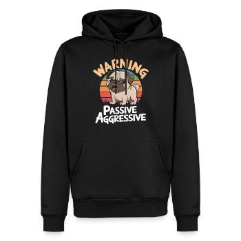Vorsicht: Passiv Aggressiv Mops Retro Stil - Männer Premium Bio Hoodie - Schwarz - Vorne - Nico (187cm)