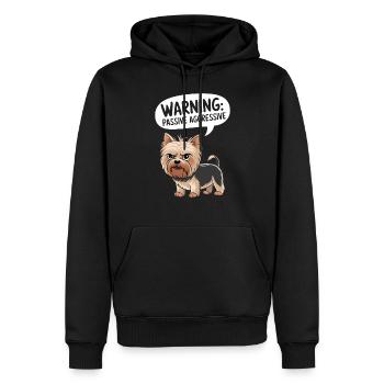 Attention : Avertissement de chien passif agressif - Sweat à capuche Premium bio Homme - noir - Devant - Nico (187cm)