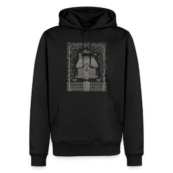 Maison de conte de fées Cottagecore sombre dans les bois - Sweat à capuche Premium bio Homme - noir - Devant - Nico (187cm)