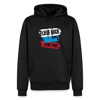 Paragliding - Fliege hoch, lebe frei - Männer Premium Bio Hoodie - Schwarz - Vorne - Nico (187cm)