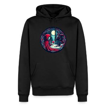 Conte de fées Le Petit Chaperon Rouge Loup Amour mystique Bien-être animal - Sweat à capuche Premium bio Homme - noir - Devant - Nico (187cm)