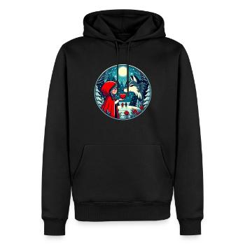Conte de fées Petit Chaperon Rouge Loup Enfants Mignon Fantaisie - Sweat à capuche Premium bio Homme - noir - Devant - Nico (187cm)