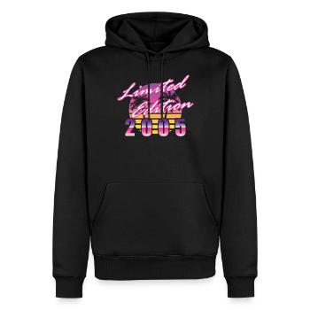 20ème Anniversaire Edition Limitée 2005 - Sweat à capuche Premium bio Homme - noir - Devant - Nico (187cm)