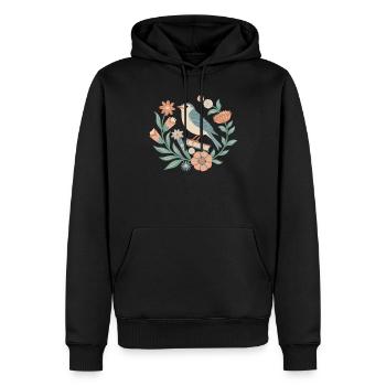 Vogel Und Blumen Im Cottagecore Stil - Männer Premium Bio Hoodie - Schwarz - Vorne - Nico (187cm)
