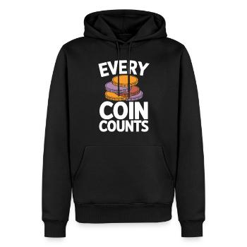 Chaque pièce compte pour les amateurs de numismatique - Sweat à capuche Premium bio Homme - noir - Devant - Nico (187cm)