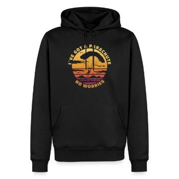 I've Got a Parachute – No Worries - Männer Premium Bio Hoodie - Schwarz - Vorne - Nico (187cm)