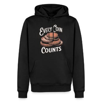Chaque pièce compte Numismatique Enthousiasme - Sweat à capuche Premium bio Homme - noir - Devant - Nico (187cm)