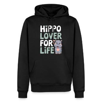 Adorable bébé hippopotame oeuvre pour les amateurs d’hippopotames - Sweat à capuche Premium bio Homme - noir - Devant - Nico (187cm)