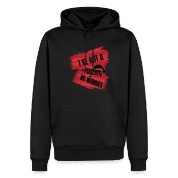 I've Got a Parachute – No Worries - Männer Premium Bio Hoodie - Schwarz - Vorne - Nico (187cm)