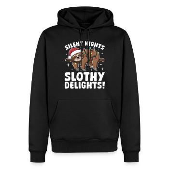 Sloth Christmas Animal Silent nights, slothy - Männer Premium Bio Hoodie - Schwarz - Vorne - Nico (187cm)