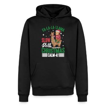 Sloth Llama Christmas Fa-la-la-llama - Männer Premium Bio Hoodie - Schwarz - Vorne - Nico (187cm)