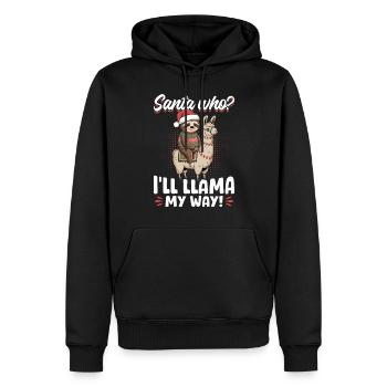 Lama paresseux Père Noël qui ? - Sweat à capuche Premium bio Homme - noir - Devant - Nico (187cm)
