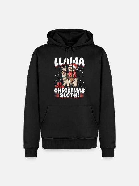 Sloth Llama Llama be your Christmas sloth! - Männer Premium Bio Hoodie - Schwarz