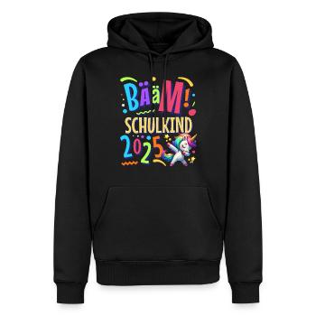 Bääm Schulkind 2025 Einhorn - Männer Premium Bio Hoodie - Schwarz - Vorne - Nico (187cm)