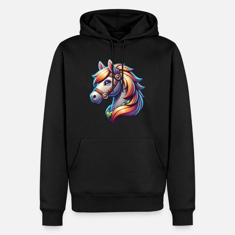 Cheval - Sweat à capuche Premium bio Homme - noir