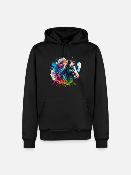 Cheval - Sweat à capuche Premium bio Homme - noir