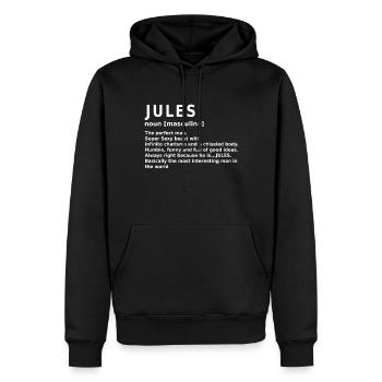 Jules Name Personalized - Men’s Premium Organic Hoodie - black - Front - Nico (187cm)