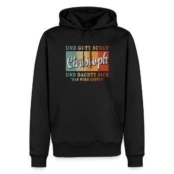 Christoph Name Spruch für stolze Christophs - Männer Premium Bio Hoodie - Schwarz - Vorne - Nico (187cm)