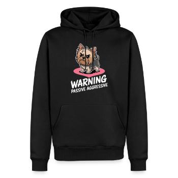 Warnung Passiv Aggressiv Yorkie Cartoon - Männer Premium Bio Hoodie - Schwarz - Vorne - Nico (187cm)