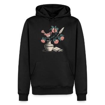 Cottagecore Bird and Flower Magic - Men’s Premium Organic Hoodie - black - Front - Nico (187cm)