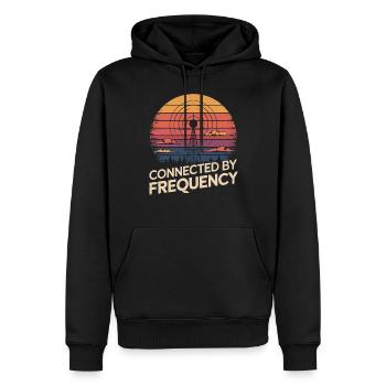 Radioamateur connecté par fréquence - Sweat à capuche Premium bio Homme - noir - Devant - Nico (187cm)
