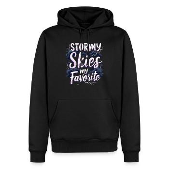 Observateur de tempêtes et météorologue amateur de météo - Sweat à capuche Premium bio Homme - noir - Devant - Nico (187cm)