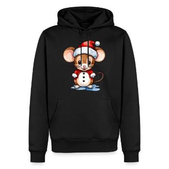 Dessin de Noël Souris - Sweat à capuche Premium bio Homme - noir - Devant - Nico (187cm)