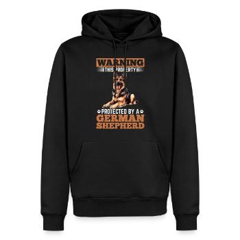German Shepherd Dog Breed Warning This Property - Men’s Premium Organic Hoodie - black - Front - Nico (187cm)