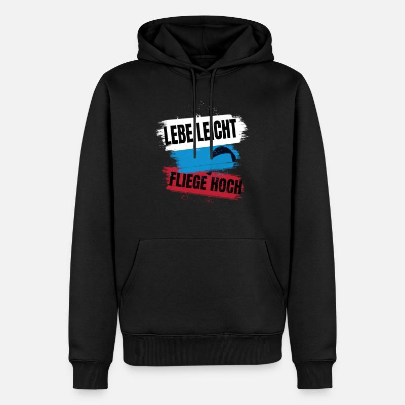 Vivre léger, voler haut - Sweat à capuche Premium bio Homme - noir