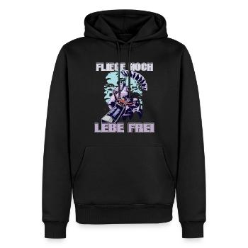 Fliege hoch, lebe frei - Männer Premium Bio Hoodie - Schwarz - Vorne - Nico (187cm)