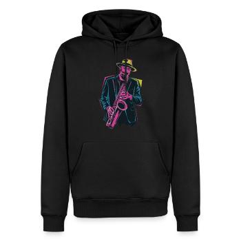 Entdecke Die Magie Des Jazz Mit Saxophon - Männer Premium Bio Hoodie - Schwarz - Vorne - Nico (187cm)