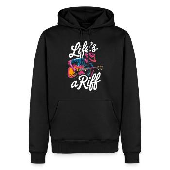 Jazz: Life's A riff with guitar - Men’s Premium Organic Hoodie - black - Front - Nico (187cm)