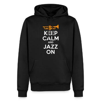 Keep Calm And Jazz On - Jazz Musik Inspiration - Männer Premium Bio Hoodie - Schwarz - Vorne - Nico (187cm)