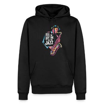 Sentez le rythme, soyez le jazz - Sweat à capuche Premium bio Homme - noir - Devant - Nico (187cm)