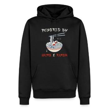 Powered By Anime & Ramen Love Japan Noodles - Men’s Premium Organic Hoodie - black - Front - Nico (187cm)