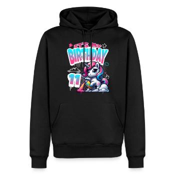 7ème anniversaire Licorne Graffiti Girl - Sweat à capuche Premium bio Homme - noir - Devant - Nico (187cm)