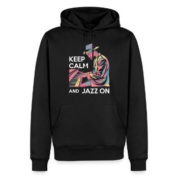 Détendez-vous et profitez de la musique jazz - Sweat à capuche Premium bio Homme - noir - Devant - Nico (187cm)