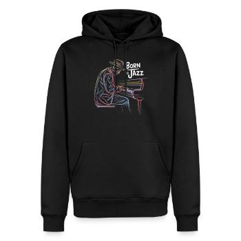 Né pour le jazz avec des musiciens au piano - Sweat à capuche Premium bio Homme - noir - Devant - Nico (187cm)