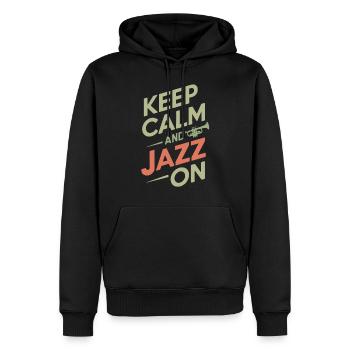 Keep calm and jazz - Men’s Premium Organic Hoodie - black - Front - Nico (187cm)