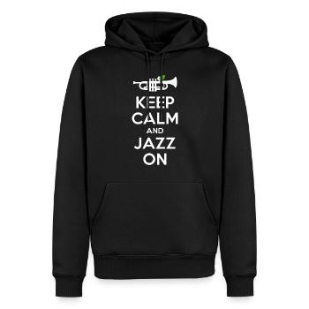Restez calme et continuez à écouter du jazz - Sweat à capuche Premium bio Homme - noir - Devant - Nico (187cm)