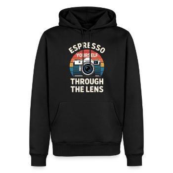 Espresso Yourself Photographe à travers l’objectif - Sweat à capuche Premium bio Homme - noir - Devant - Nico (187cm)