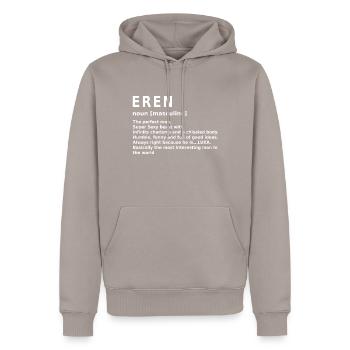 Conception du nom Eren - Sweat à capuche Premium bio Homme - taupe - Devant - Nico (187cm)